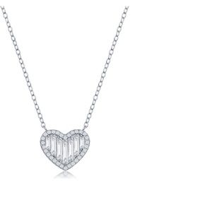 Simona NWOT Sterling Silver CZ Heart Necklace